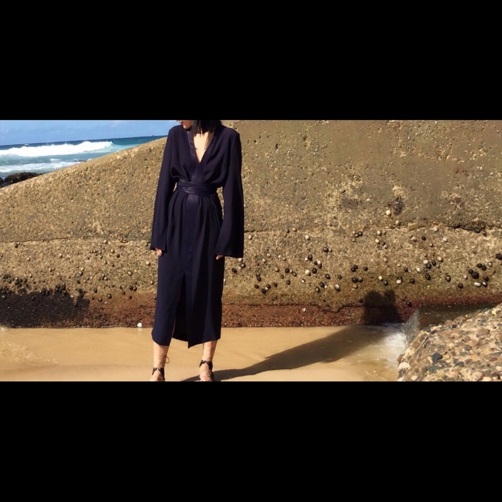 Navy V neck dress